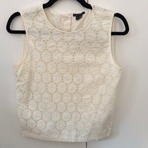Theory Cream Sleeveless Lace Blouse